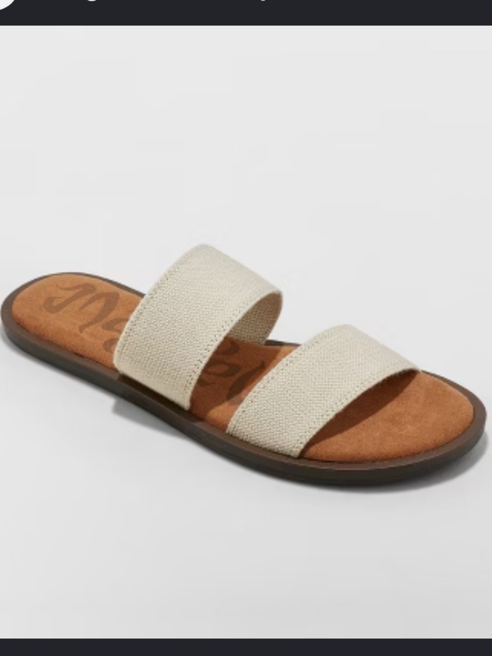 Mad Love Two-Band Slide Sandal in Cream and Brown